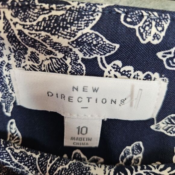 New Directions Womens  PANTS  Size 10  Navy Blue white Stretch Tummy Panel - Picture 2 of 10